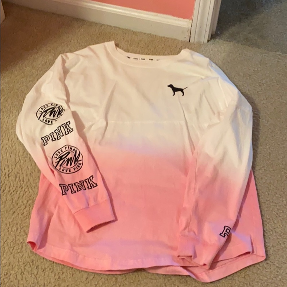 PINK Victoria’s Secret Pink and White Ombré Top